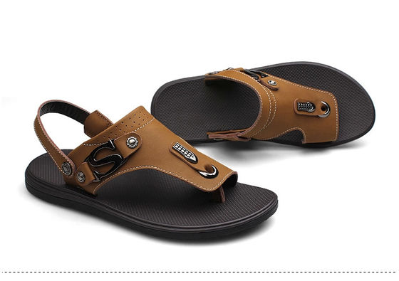 Camisetas confortables para hombres zapatillas de cuero con parte superior de cuero genuino