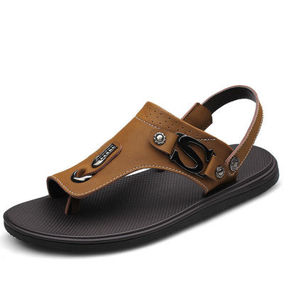 Camisetas confortables para hombres zapatillas de cuero con parte superior de cuero genuino