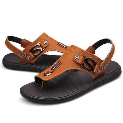 Camisetas confortables para hombres zapatillas de cuero con parte superior de cuero genuino