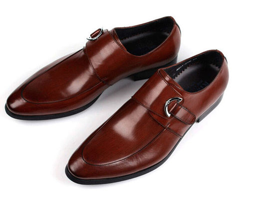 Zapatos de cuero negro / marrón, zapatos de cuero con correa de monje.