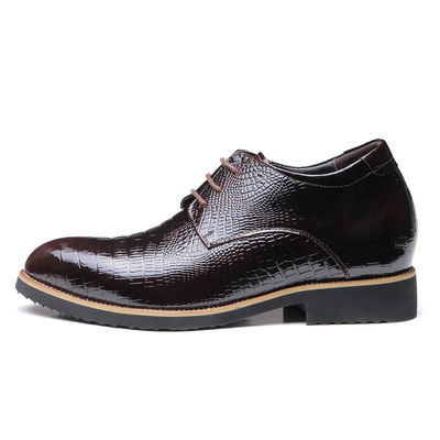 Stealth Aumento de 6 cm Calzado para hombres de ascensor Cuero verdadero Negro Pantalón de zapatos