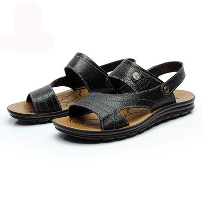 2 en 1 Sandalias de cuero hechas a mano para hombres Sandalias de chocolate marrón para el verano