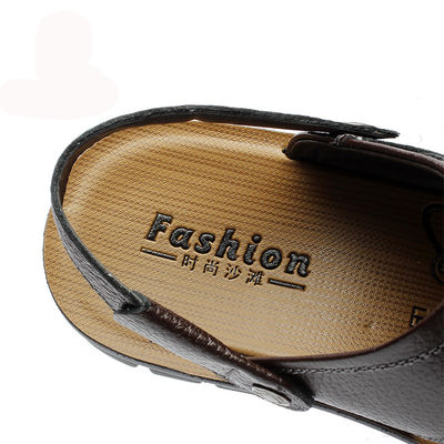 2 en 1 Sandalias de cuero hechas a mano para hombres Sandalias de chocolate marrón para el verano