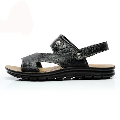 2 en 1 Sandalias de cuero hechas a mano para hombres Sandalias de chocolate marrón para el verano