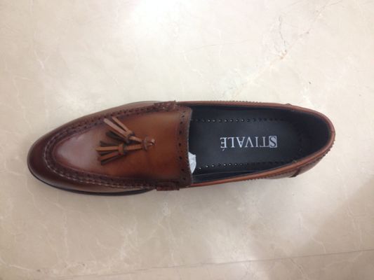 Tassel Bullock Hueco de los hombres vestimenta formal zapatos de ocio marrón Slip On vestimenta de zapatos