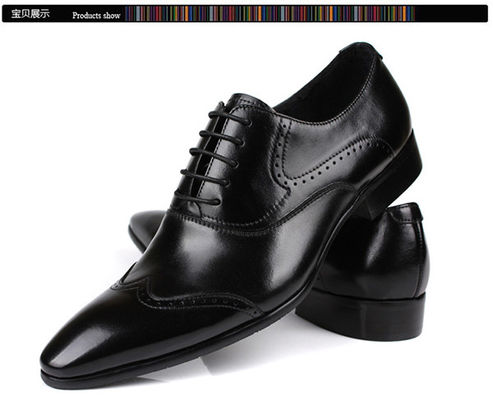 Oficina zapatos de cuero negro, impermeable, punta de dedo hombre zapatos de cuero hechos a mano