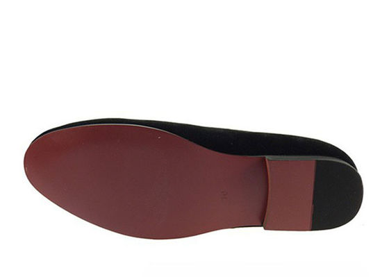Hombres de negocios de terciopelo zapatillas de fumador bordadas de hombre zapatillas de palo rojo