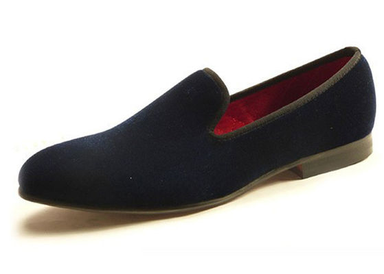 Hombres de negocios de terciopelo zapatillas de fumador bordadas de hombre zapatillas de palo rojo