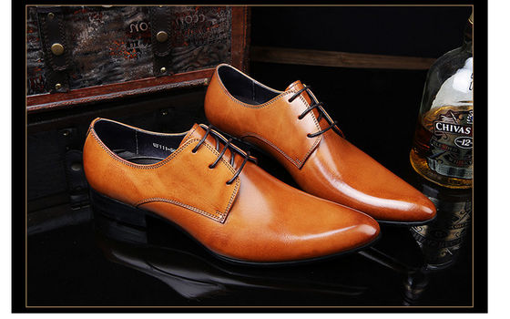 Peso puntiagudo vestido de novia de hombre zapatos amarillo encaje hasta zapatos de Oxford hechos a mano