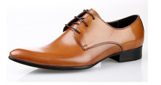 Peso puntiagudo vestido de novia de hombre zapatos amarillo encaje hasta zapatos de Oxford hechos a mano