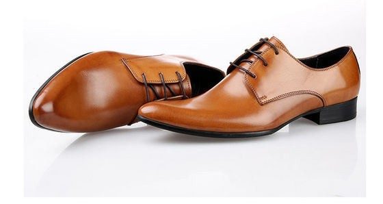 Peso puntiagudo vestido de novia de hombre zapatos amarillo encaje hasta zapatos de Oxford hechos a mano