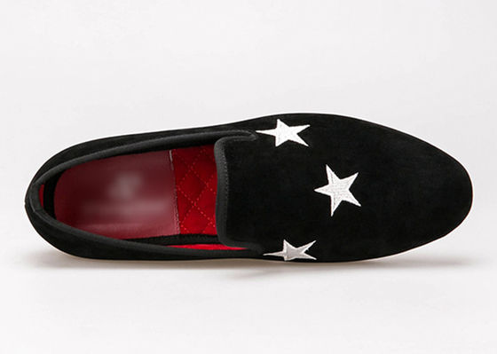 Los hombres de color azul oscuro de terciopelo zapatillas de fumador elegantes de estrellas zapatillas bordadas a medida