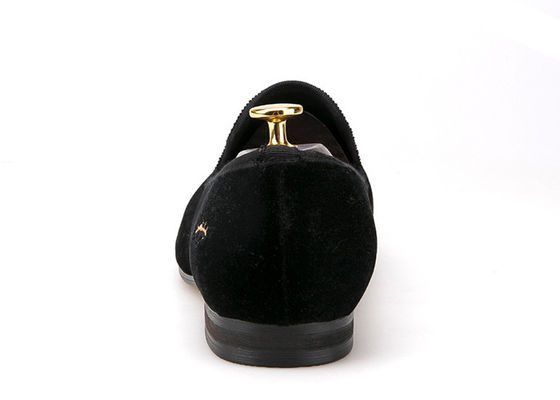 Lujo de los hombres de terciopelo Loafers correa estilo casual zapatos de terciopelo negro