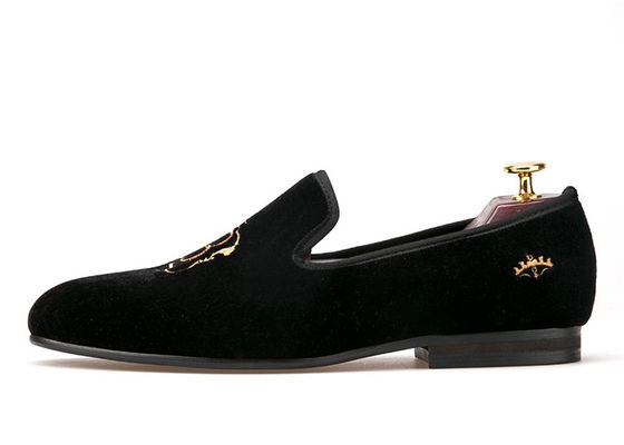 Lujo de los hombres de terciopelo Loafers correa estilo casual zapatos de terciopelo negro