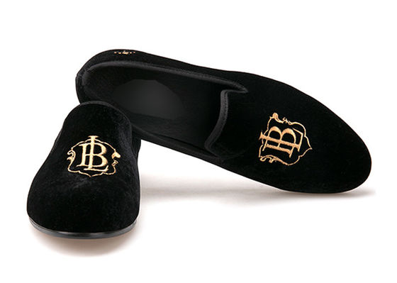 Lujo de los hombres de terciopelo Loafers correa estilo casual zapatos de terciopelo negro