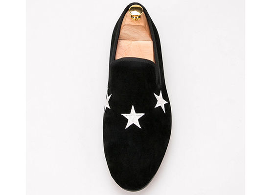 Los hombres de color azul oscuro de terciopelo zapatillas de fumador elegantes de estrellas zapatillas bordadas a medida