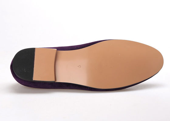 Loafers de terciopelo púrpura hechos a mano para hombres Calzado casual de verano elegante