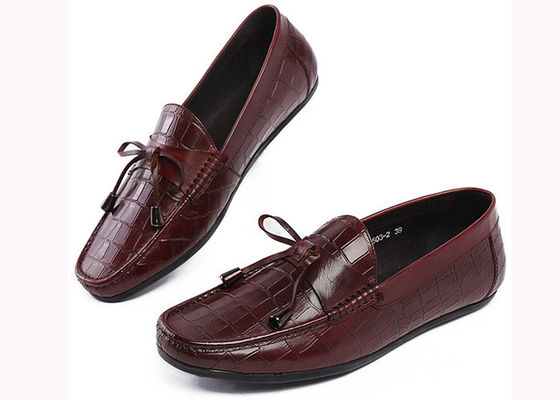 Casual hombre zapatillas de cuero anti-deslizante mocassins de arco corbata zapatillas planas