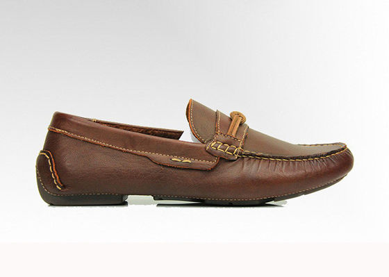 Loafers de cuero para hombres de color marrón hechos a mano Loafers de cuero planos