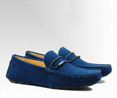 Atados Casual Para Hombres Pantalones de Camisa Azul De Cuero Verdadero Zapatos De Camisa Hechos a Mano