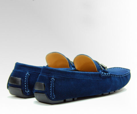 Atados Casual Para Hombres Pantalones de Camisa Azul De Cuero Verdadero Zapatos De Camisa Hechos a Mano
