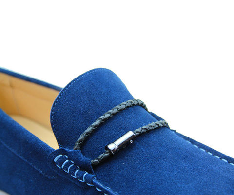 Atados Casual Para Hombres Pantalones de Camisa Azul De Cuero Verdadero Zapatos De Camisa Hechos a Mano