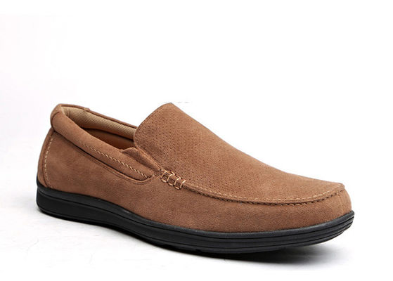 Muñecos de cuero para hombres transpirables de verano Muñecos de pie redondo para hombres de palo marrón Mocasins de suéter