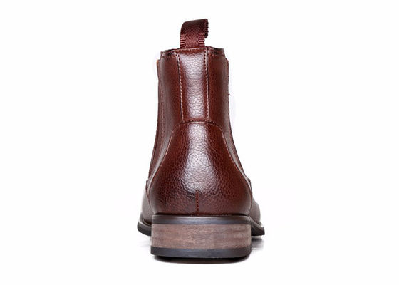Botas de tobillo masculino redondo de pie personalizado botas de cuero de verdad marrón