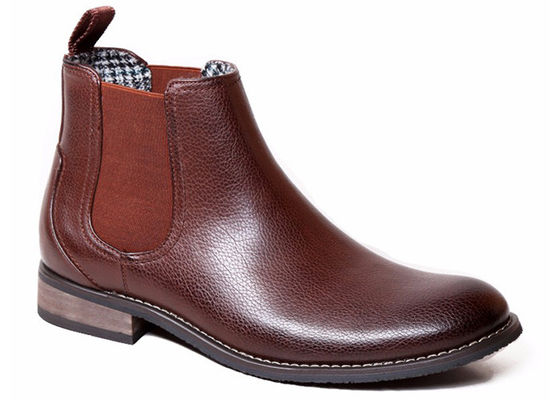 Botas de tobillo masculino redondo de pie personalizado botas de cuero de verdad marrón