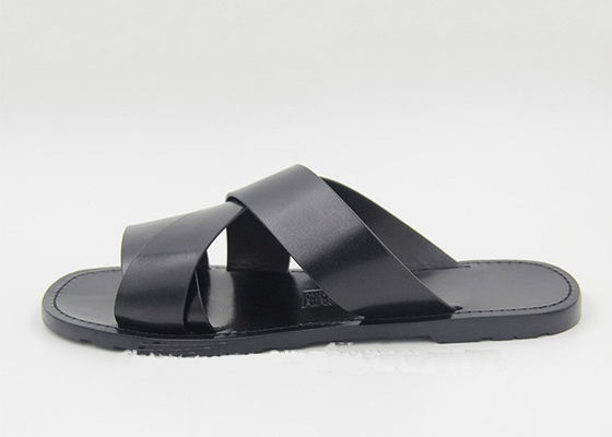 Mujeres de moda zapatillas de cuero zapatillas de chaleco negras zapatillas de hombre de verano de cuero