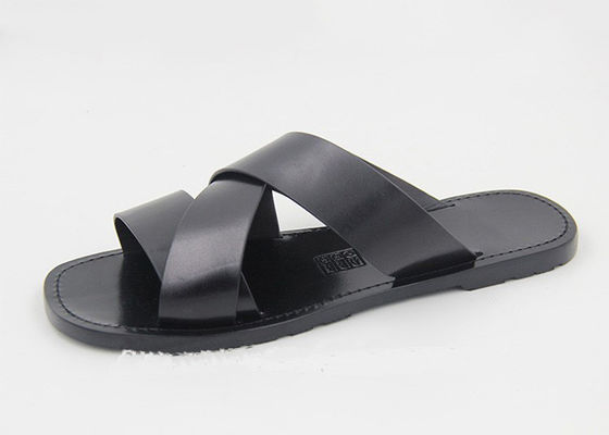 Mujeres de moda zapatillas de cuero zapatillas de chaleco negras zapatillas de hombre de verano de cuero