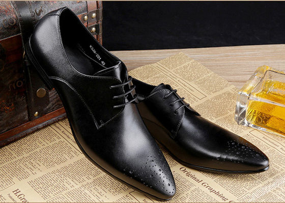 Calzado de novia de hombre de cuero genuino Calzado de trabajo formal con costuras negras
