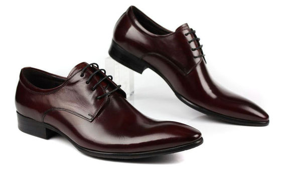 Calzado de vestir de cuero para hombres de estilo Oxford Rojo oscuro / Negro Calzado de vestir de encaje