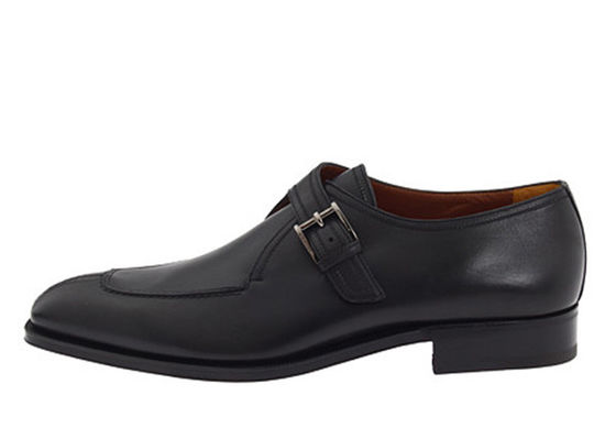 Zapatos de cuero negro de verdad hechos a mano con correa de monje, zapatos de hombre con correa de monje, zapatos de vestido de brogue.