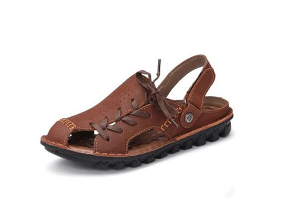 Sandalias de cuero hechas a mano cómodas de verano Sandalias de plataforma plana marrón