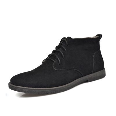 Botas de desierto de piel de peluche para hombres, tacones cuadrados, hombros y tobillos.