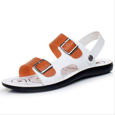 Zapatos redondos hechos a mano Sandalias de cuero de verano para hombres Sandalias de playa Logotipo personalizado