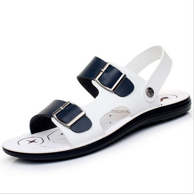 Zapatos redondos hechos a mano Sandalias de cuero de verano para hombres Sandalias de playa Logotipo personalizado