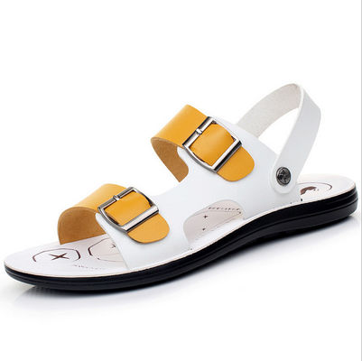 Mujeres de moda, zapatos de trineo de cuero, zapatos de verano de cuero genuino, sandalias planas.