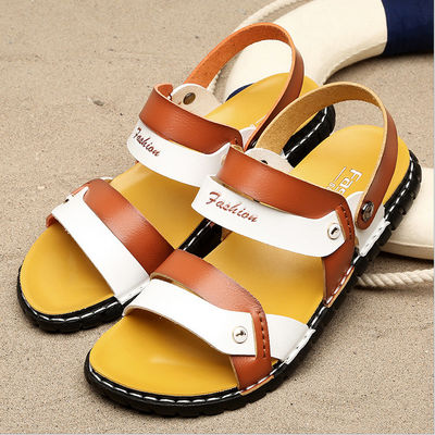 Lujo de los hombres de verano Slip On Sandals, Sandalias de cuero hechas a mano