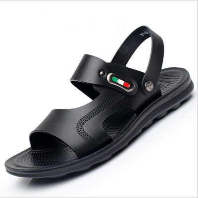 Sandalias de cuero hechas a mano para hombres OEM / ODM Sandalias planas de cuero marrón