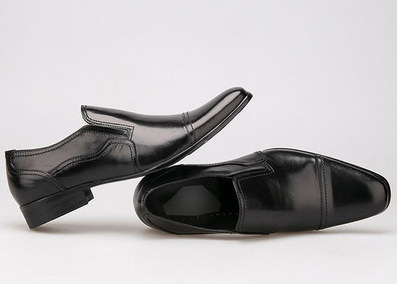 Negocios formales Vestido de novia de hombre Sapatos resistentes al desgaste de cuero negro plano