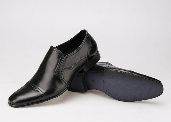 Negocios formales Vestido de novia de hombre Sapatos resistentes al desgaste de cuero negro plano