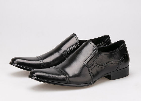 Negocios formales Vestido de novia de hombre Sapatos resistentes al desgaste de cuero negro plano