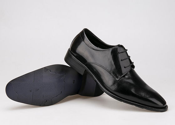 Hombres de piso vestido formal zapatos negros de cuero genuino zapatos de encaje para oficina de negocios