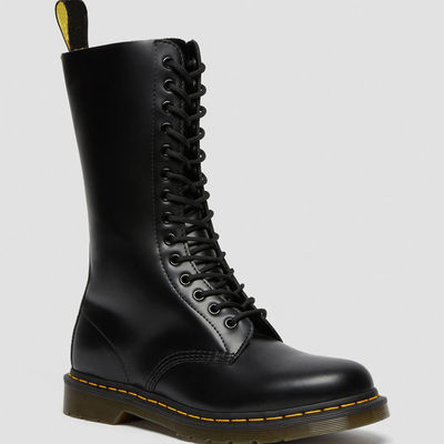Botas redondas de pie de piel para mujeres Botas negras de estilo militar para ocio / negocios