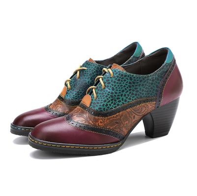Calzado de estilo bohemia casual Calzado de taco grueso Calzado de vestido de mujer Calzado retro