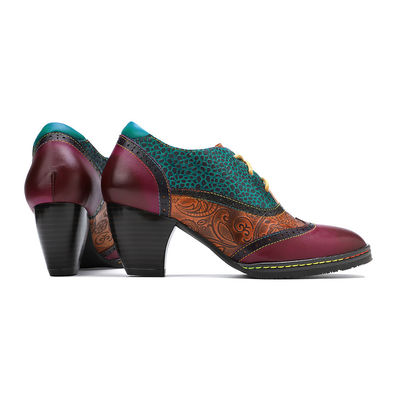 Calzado de estilo bohemia casual Calzado de taco grueso Calzado de vestido de mujer Calzado retro