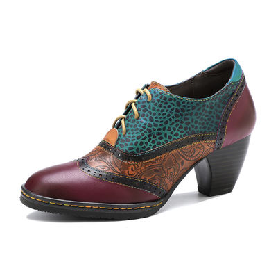 Calzado de estilo bohemia casual Calzado de taco grueso Calzado de vestido de mujer Calzado retro