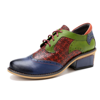 Brogue Oxford hecha a mano zapatos de mujer cordones hasta el vestido zapatos 36-42 tamaño